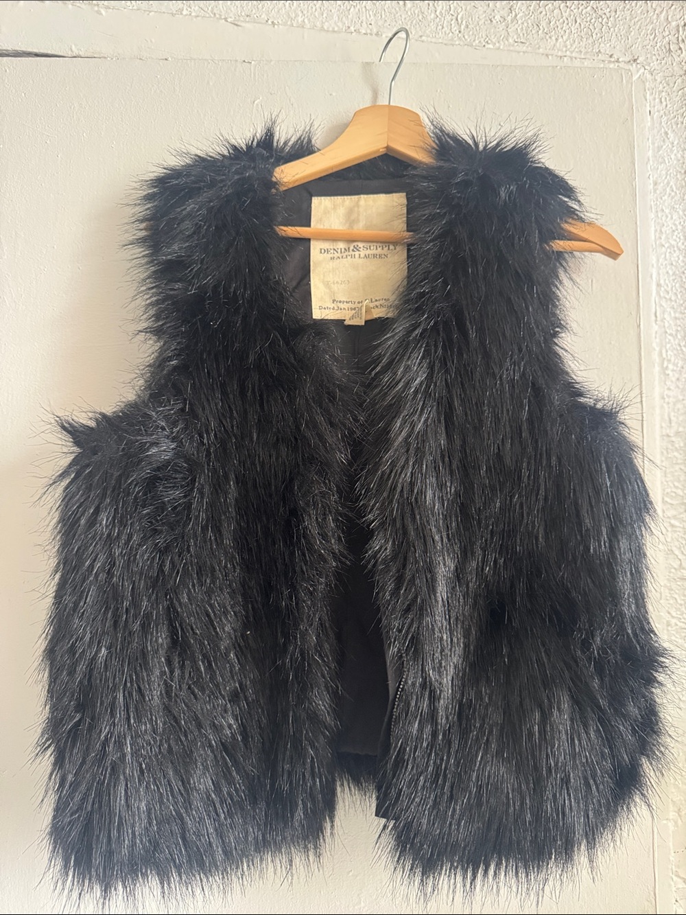 Denim & Supply Ralph Lauren Black Faux Fur Vest for Women - Plush Layering Piece